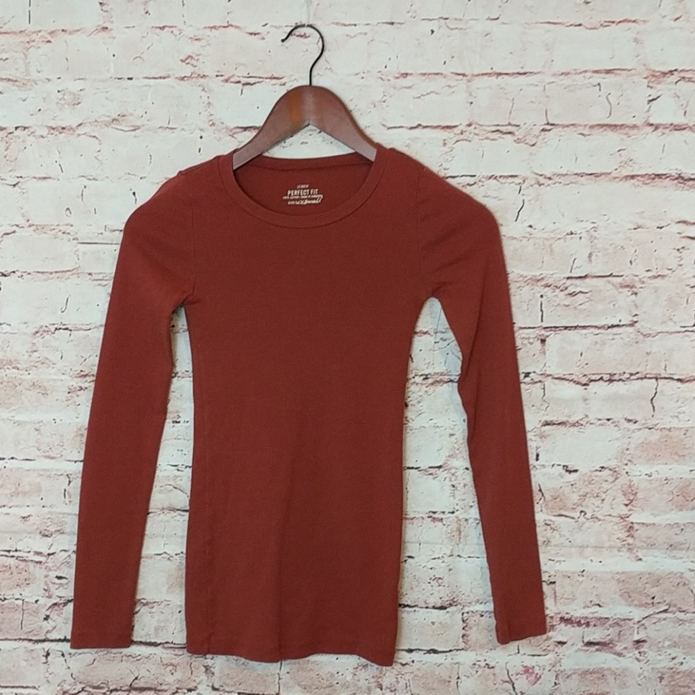 J Crew pumpkin orange long sleeve top